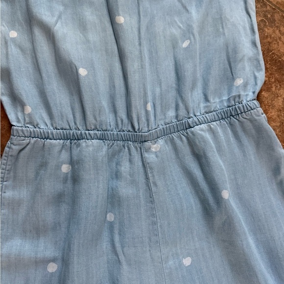 Anthropologie Cloth & Stone Chambray Polka Dot Jumpsuit Cropped Wide Leg - Picture 5 of 9
